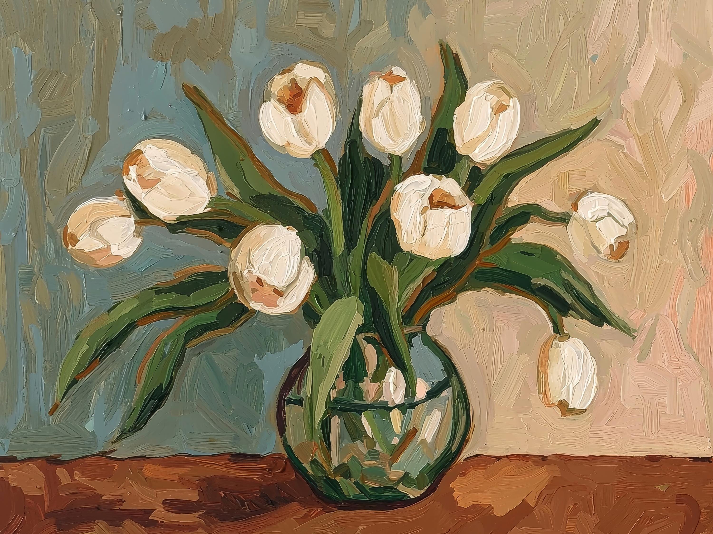 Vintage Tulip Art Print: Moody Floral Painting (digital Download) - Etsy