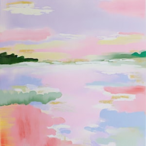 パステル調の風景画抽象画 | 寝室の装飾に最適な柔らかな水彩画風ウォールアート | デジタルダウンロード | 即時ダウンロード | 印刷可能なアート