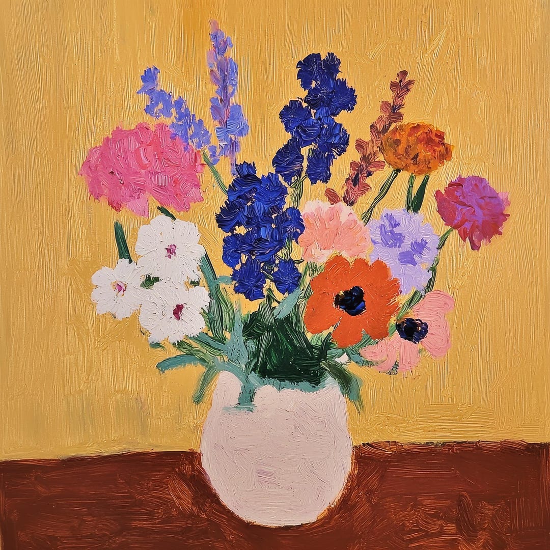 Vibrant Floral Bouquet Digital Art Print | Bold Modern Flower Wall Art ...
