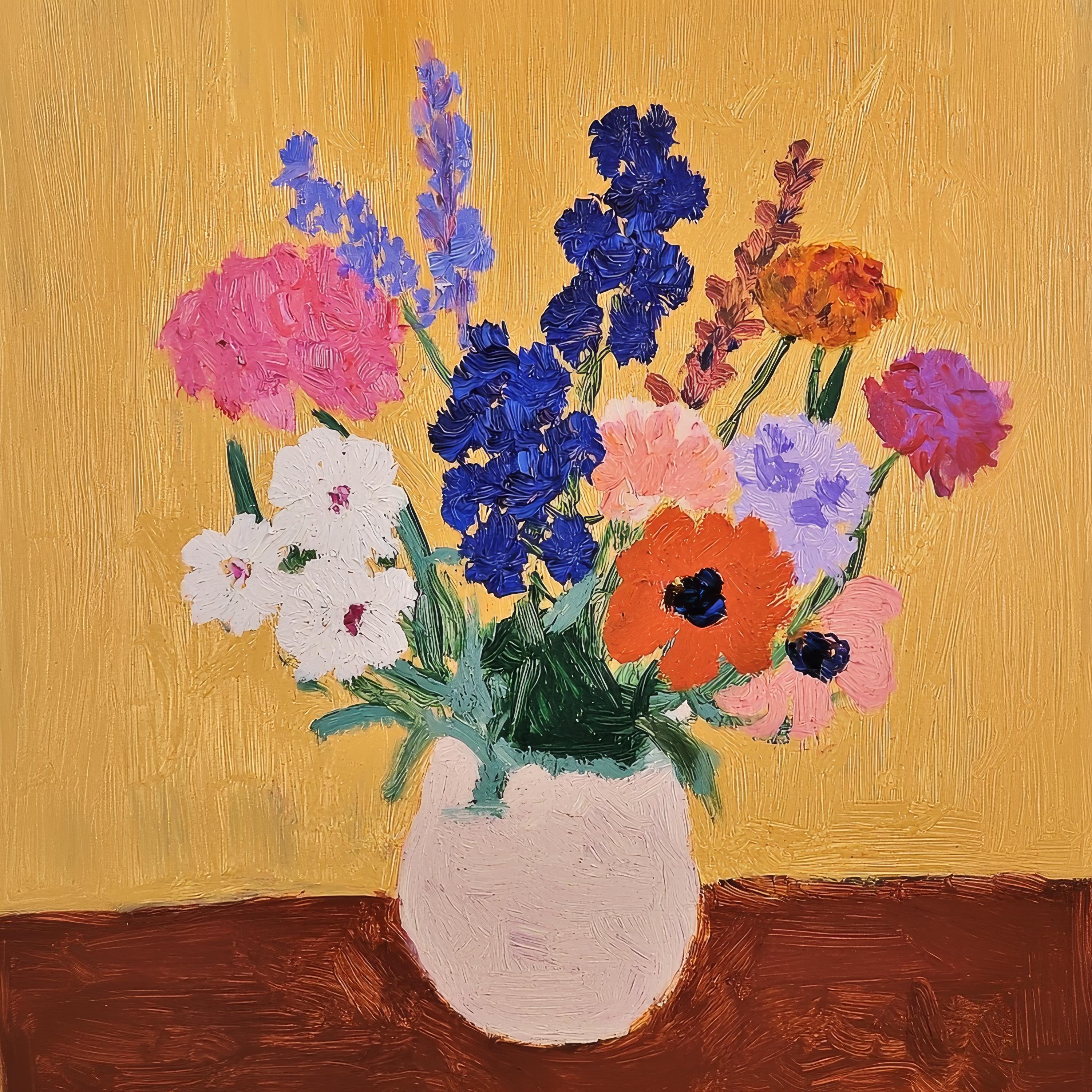 Vibrant Floral Bouquet Digital Art Print | Bold Modern Flower Wall Art ...
