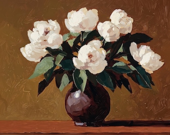 Vintage Peony Art Print: Still Life Painting (Digital Download)