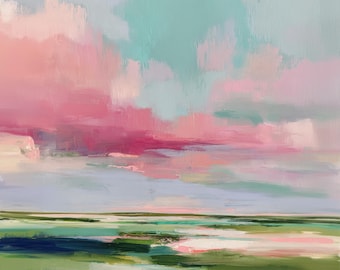 Pastel Landscape Art Print: Abstract Sky Horizon Wall Decor (Digital Download)