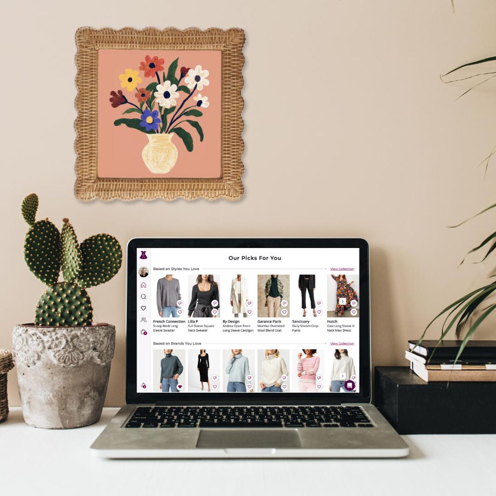 Abstract Floral Vase Digital Art Print | Colorful Hand-drawn Flowers ...