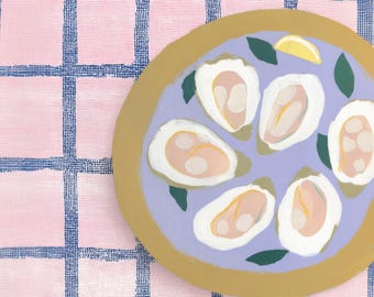Oyster Brunch Art Print: Whimsical Coastal Kitchen Decor (Digital Download)