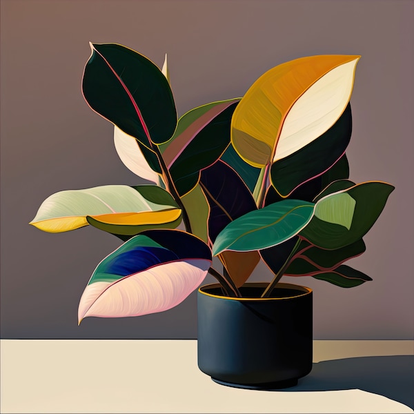 Rubber Plant Abstract Art | Botanical Artwork | Abstract Artwork | Minimalist Art | Instant Download | Printable Art | Digital Art