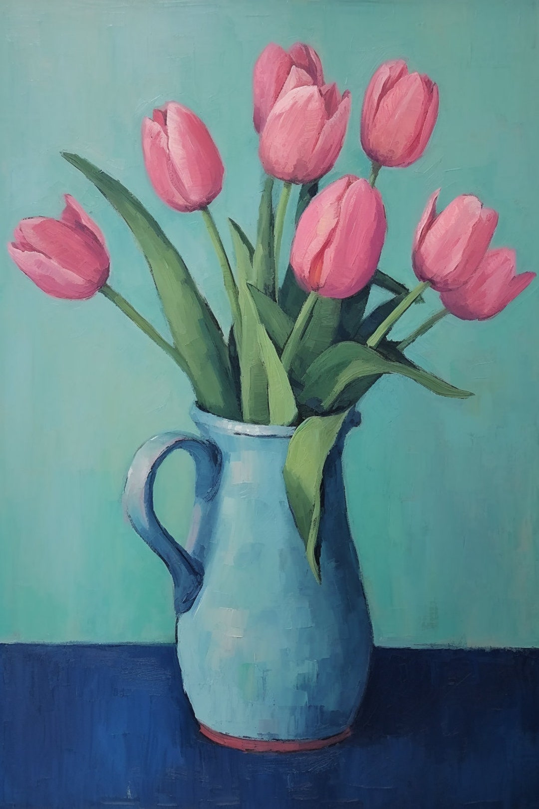 Pink Tulips Still Life Art Print Abstract Floral Painting digital Pink Tulips Still Life Art Print Abstract Floral Painting digital
