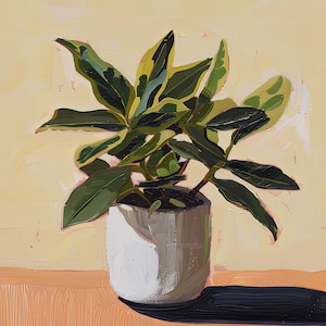 Stampa artistica botanica moderna: pianta da interno in vaso bianco (download digitale)