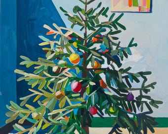 Modern Christmas Tree Art Print | Colorful Holiday Decor (Digital Art)
