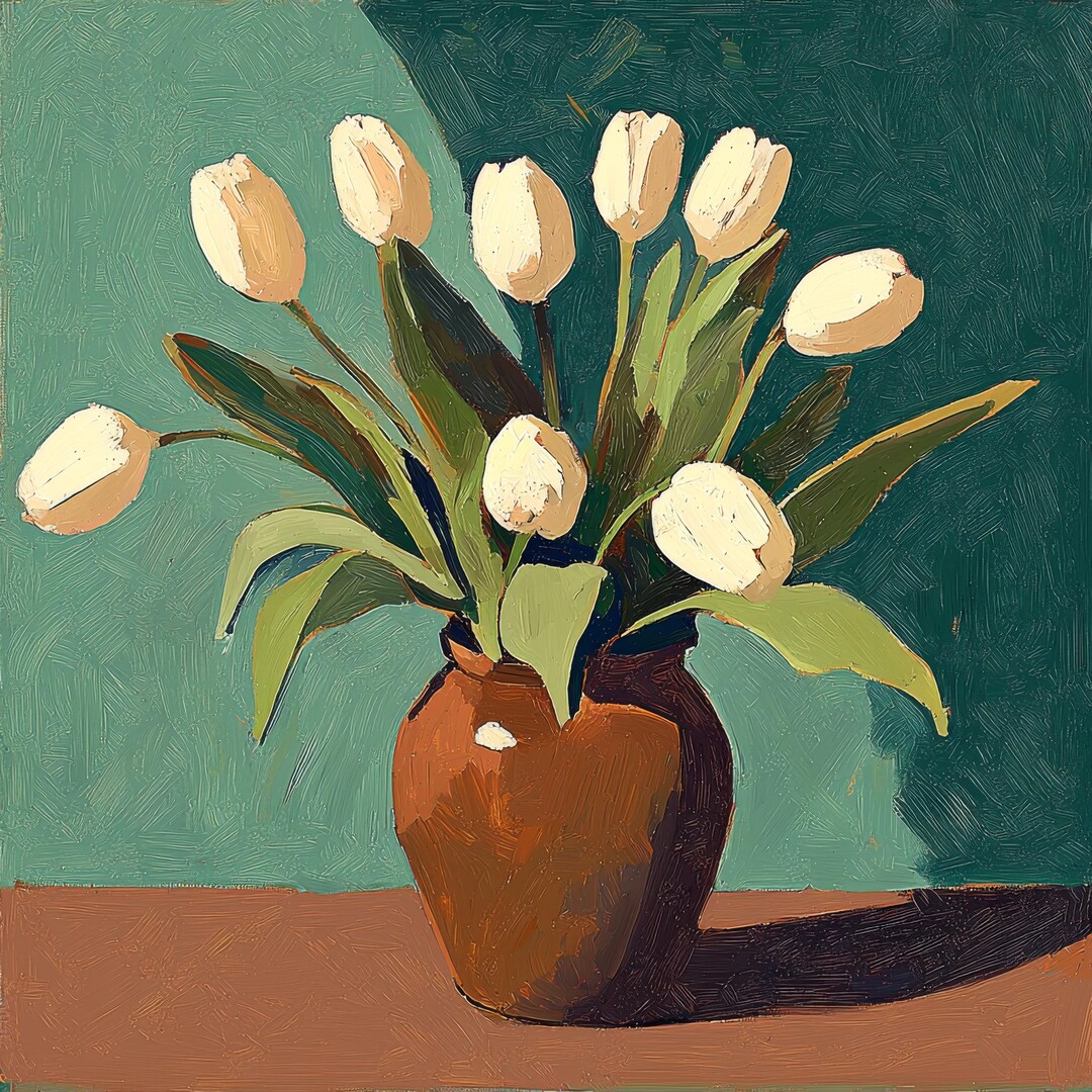 Moody Tulip Painting: Vintage Floral Art Print (digital Download) - Etsy