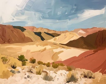 Peinture paysage désertique : impression d'art impressionniste abstrait (téléchargement numérique)