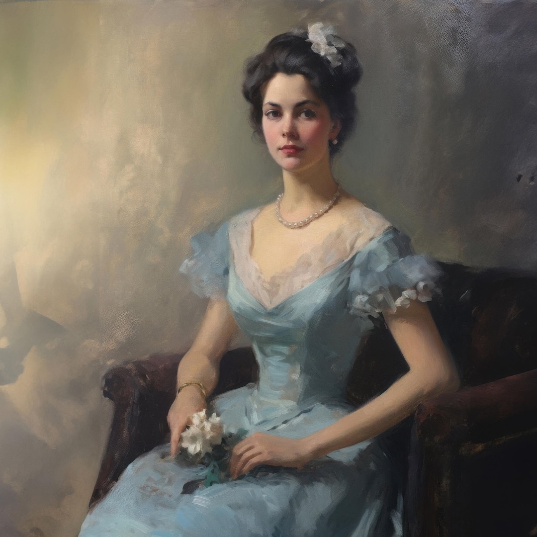 Antique Woman Portrait Painting: Vintage Oil Print (instant Download ...