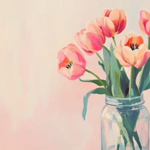 Pink Tulip Digital Art Print | Minimalist Floral Wall Décor | Modern Interiors | Tulip Art | Instant Download | Printable Art | Digital Art