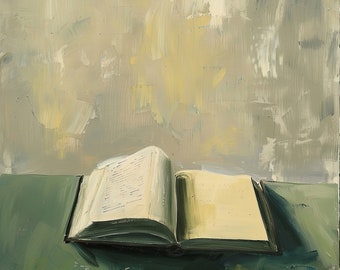 Antique Open Book Still Life Art Print (Digital Download)