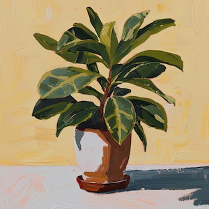 Painting of a Houseplant in Pot | Abstract Botanical Artwork | House Plant Wall Art | Abstract Plant Art | Instant Download | Printable Art