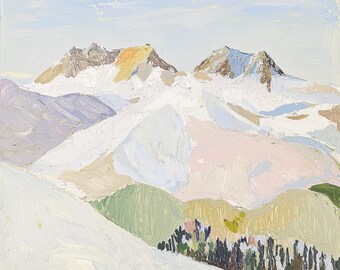 Pastel Snowy Mountain Print: Winter Landscape Digital Art (Instant Download)