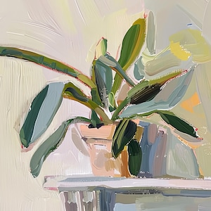 Painting of a Houseplant in Pot | Abstract Botanical Artwork | House Plant Wall Art | Abstract Plant Art | Instant Download | Printable Art