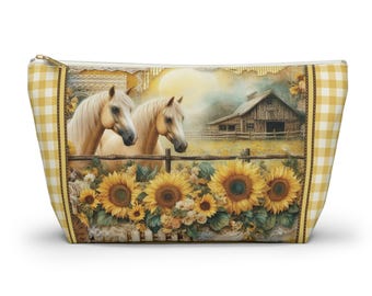 Sunflower Horse Makeup Bag | Farmhouse Cosmetic Pouch