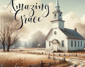 2 vierkante meter inspirerende Amazing Grace Vintage kerk 8 x 8" downloadbare afdrukbare