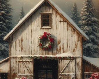 1V Rustic Christmas Barn 8.5x11" Downloadable Printable