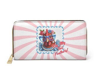 Kiss My Tail Feathers-portemonnee | Grappige kippenportemonnee