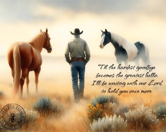 1 uur inspirerend afscheid van een cowboy met citaat van 8,5 x 11 inch, downloadbaar en afdrukbaar