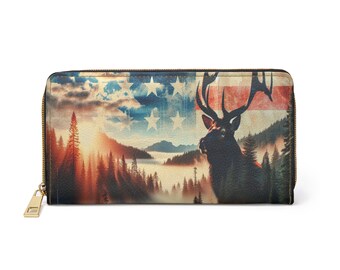 Portemonnee patriottisch hert | Rustieke portemonnee met rits