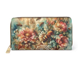 Portemonnee bloemen met ritssluiting | Vintage Cottagecore-bedel