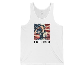 Unisex jersey tanktop: vintage vlag met matroos - Freedom