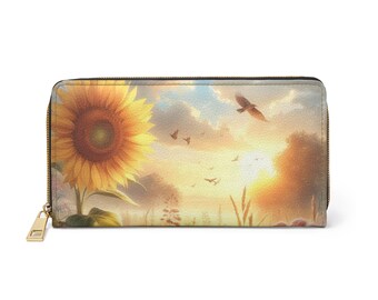 Portemonnee zonsondergang zonnebloem | Portemonnee met bloemenprint