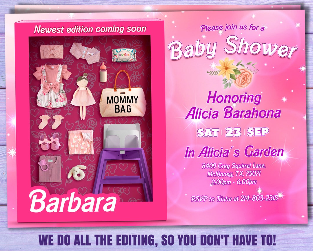 Personalized Baby Shower Invitation Baby Doll Box Invitation Etsy