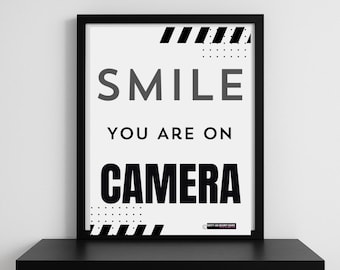 Smile You Are on Camera Digital Warning Sign, Modern Yellow