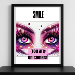 Smile You&#39;re on Camera Security Sign • Printable Instant Download • Stylidh Crime Deterrent for Home, Office, Airbnb