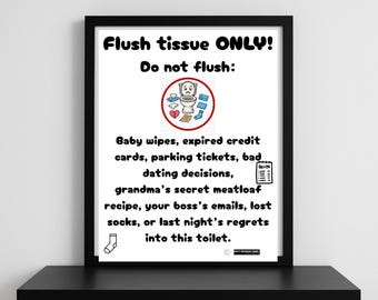 Funny "Do NOT Flush" Restroom Sign – Cartoon Toilet Art (Digital Download)