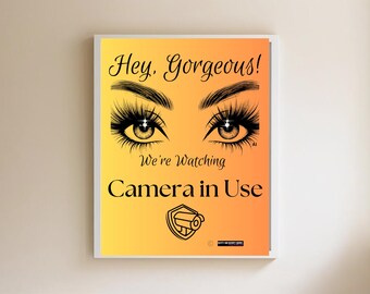 Smile You Are on Camera Sign, Orange Security Warning (Digital Download)