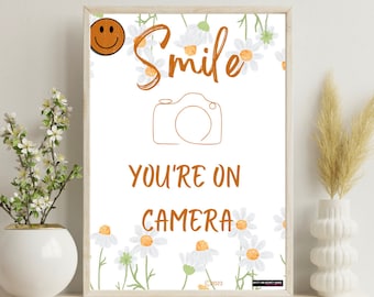 You're on Camera Printable Sign INSTANT DOWNLOAD Smile Smiling Emojis ...