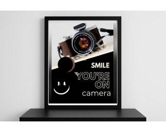Smile You're On Camera Sign | Modern Security Printable (Digital Download)