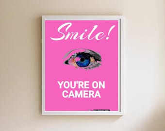 Smile You're On Camera Sign | Glam Pink Crime Deterrent (Digital Download)