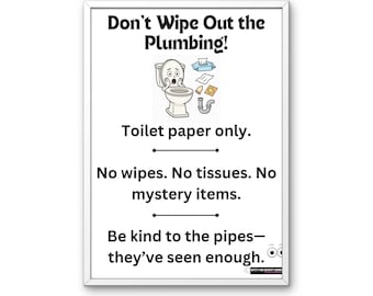 Funny Bathroom Plumbing Sign | Restaurant Restroom Decor (Digital Download)