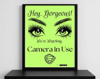 Smile You Are on Camera Security Warning Sign, Green With Eyes