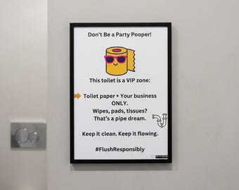 Funny Bathroom Rules Sign | VIP Zone Restroom Reminder (Digital Download)