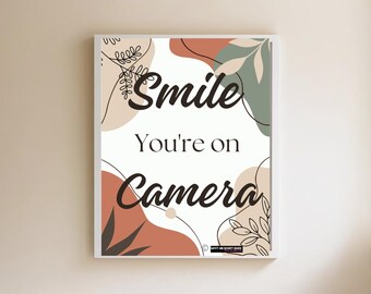 Smile You Are on Camera Digital Warning Sign, Green and Brown