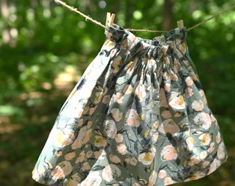 Girls' Floral Paper Bag Waist Cotton Skirt
