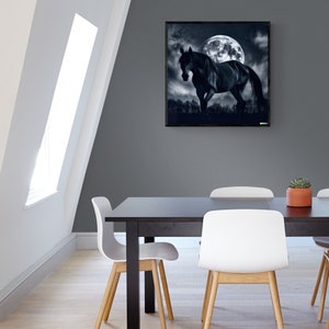 Equine Majesty: A Digital Portrait of a Horse Against the Moon