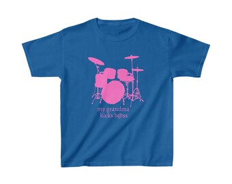 female drummer T grandma musician older than the hills my grandma rocks old ladies league grandmas have skills llrr rrll KidsCotton Tee