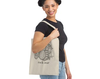 Schlagzeugtasche für Rockstars Sticktasche zum Mitnehmen Mädchen spielen Schlagzeug zu coole Taschen Musiker Tasche coole Schule oder Arbeit Canvas Tote Bag