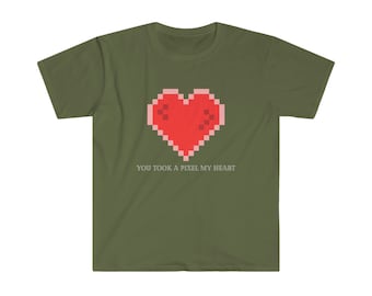 i love you, love is love, 90's computer graphics, pixelated,  old school humor, you took a pixel my heart, be mine soft t, casual friday t