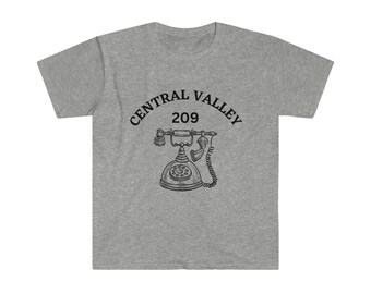 california central valley 209 area code antique phone rotary dial unit early 1900's telephone graphic valley punks Unisex Softstyle T-Shirt