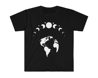 earthdayT moonPhase and earth graphic save our planet save the bees moonlight serenade Unisex Softstyle T-Shirt