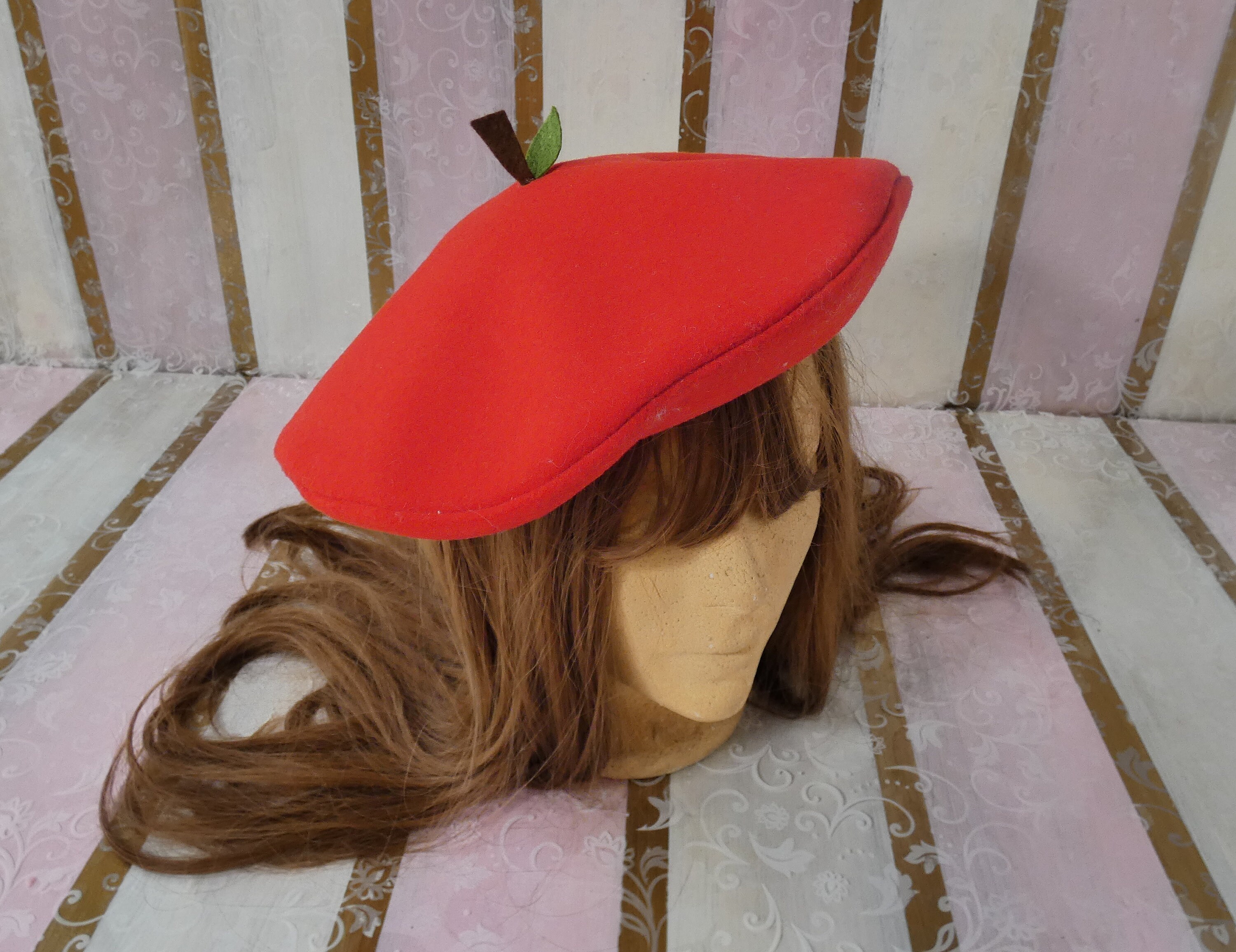 Vtg Sweet Potatoes Berkeley Red Wool Beret Plaid Bow & Buttons - Made in USA Just a handful of some of the berets we have here at our  main image 2