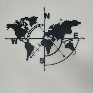 Mapa mundial, arte de pared, arte de pared de metal